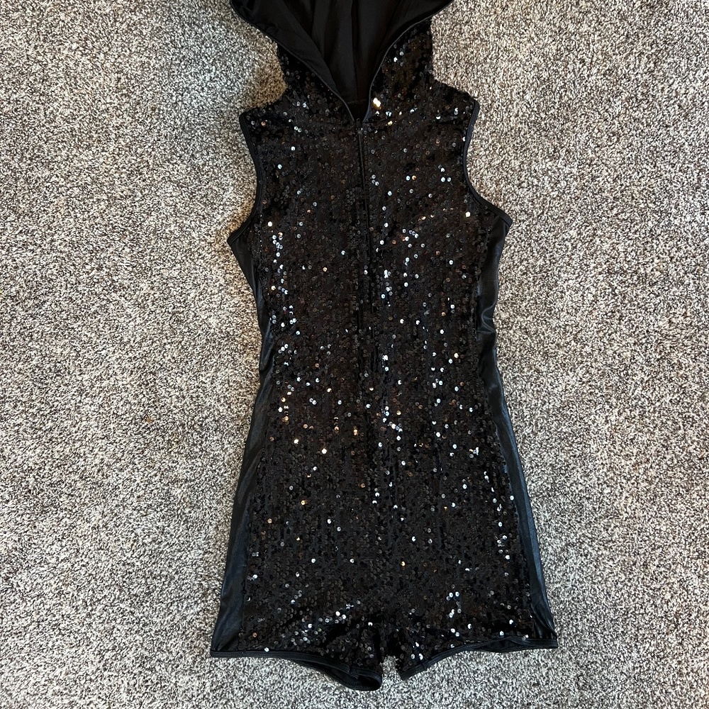 Black Sequin Adult Shorty Unitard